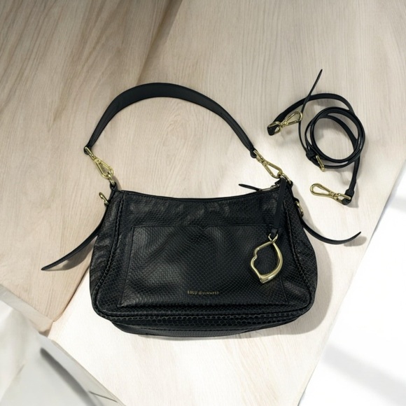 Lulu Guinness Handbags - Lulu Guinness BLACK SMALL SNAKE EMBOSSED LEATHER CALLIE CROSSBODY BAG